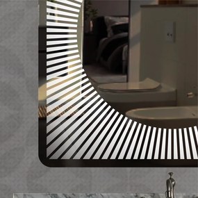 Stewehome Καθρέφτης LED με Κυκλικό Σχέδιο Laser 80x80 cm