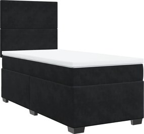vidaXL Κρεβάτι Boxspring με Στρώμα Μαύρο 90x200 εκ. Βελούδινο