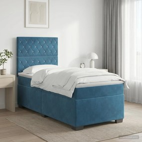 vidaXL Κρεβάτι box spring με στρώμα Μπλε 80 x 200 cm Βελούδο