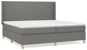 vidaXL Κρεβάτι Boxspring με Στρώμα Σκούρο Γκρι 200x200 εκ. Υφασμάτινο