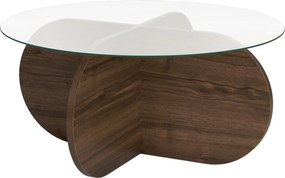 Τραπεζάκι Σαλονιού Καρυδιά / Διαφανές AERIS 75x75x35