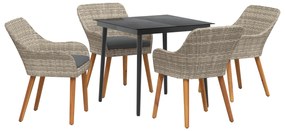 vidaXL Σετ τραπεζαρίας 5 pcs Ανοιχτό γκρι Πολυ ράταν