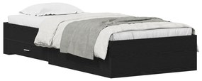 vidaXL Bed Frame μαύρο δρυς 90x190 εκ. Επεξεργασμένο ξύλο