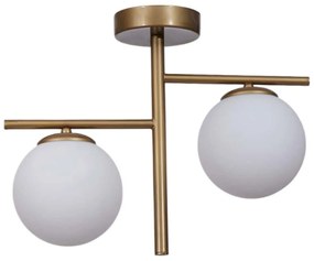 Φωτιστικό Οροφής - Πλαφονιέρα 534LUN5946 42x15x34cm 2xE27 40W Gold-White Opviq