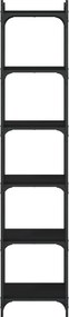 vidaXL Βιβλιοθήκη 6 Επιπέδων Μαύρη 40x30x188 εκ. Επεξεργασμένο Ξύλο