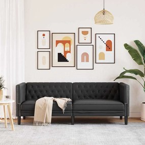 vidaXL Καναπές Chesterfield Μαύρο 194 x 74.5 x 70.5 εκ. Τεχνητό δέρμα