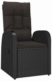 vidaXL Σέτ φαγητού για κήπο με μαξιλάρι 3 pcs Μαύρο συνθετικό ρατάν