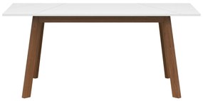 Τραπέζι Boston CE125, Γυαλιστερό λευκό, Σκούρα βελανιδιά delano, 77x85x140cm, 36 kg, Επιμήκυνση, Ινοσανίδες μέσης πυκνότητας, Ξύλο | Epipla1.gr