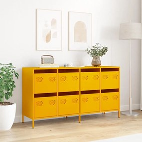 vidaXL Sideboard Μουστάρδα κίτρινη 135x39x73,5 cm Ψυχρής έλασης χάλυβα