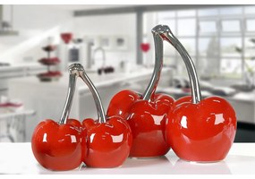 Διακοσμητικό ArteLibre Τσαμπί Κεράσια Κόκκινο/Ασημί Κεραμικό 21.5x21cm
