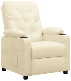 vidaXL Πολυθρόνα Ανακλινόμενη Κρεμ από Συνθετικό Δέρμα