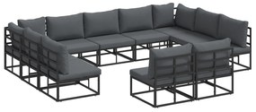vidaXL Σετ Καναπέ Κήπου 11 pcs Μαύρο 353 x 211.5 x 71 εκ Αλουμίνιο