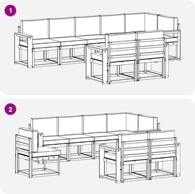 vidaXL Σειρά Καναπέ Εξωτερικού 8 pcs Άσπρο και Ανθρακί Πολυεστέρας
