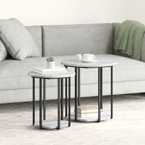 vidaXL Σετ βοηθητικά τραπεζάκια με ράφι 2 pcs Γκρι