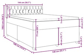 Κρεβάτι Boxspring με Στρώμα Taupe 140x190 εκ. Υφασμάτινο - Μπεζ-Γκρι