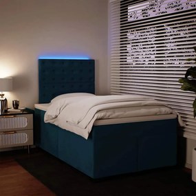 vidaXL Κρεβάτι Boxspring με Στρώμα Μπλε 120x200 εκ. Βελούδινο