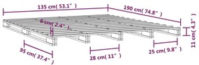 Κρεβάτι από Παλέτες 135x190εκ. Μασίφ Ξύλο Πεύκου Double - Καφέ