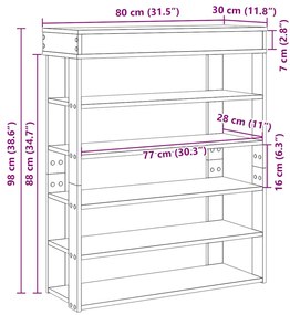 ΡΑΦΙ ΠΑΠΟΥΤΣΙΩΝ  ARTISAN OAK 80X30X98 CM ΚΑΤΑΣΚΕΥΑΣΜΕΝΟ ΞΥΛΟ 859940