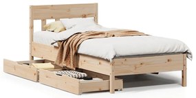 vidaXL Σκελετός Κρεβατιού Χωρίς Στρώμα 75x190 εκ Μασίφ Ξύλο Πεύκου