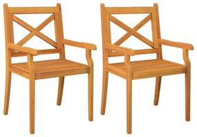Καρέκλες Τραπεζαρίας Εξ. Χώρου 2 τεμ. από Μασίφ Ξύλο Ακακίας - Καφέ