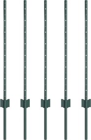 vidaXL Στύλος Περιφράξεων 5 pcs Πράσινο 120 cm Ατσάλι