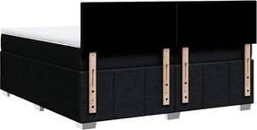 vidaXL Κρεβάτι Boxspring με Στρώμα Μαύρο 200x200 εκ. Υφασμάτινο