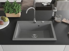 Mexen Elix νεροχύτης γρανίτης 1-θάλαμος 700 x 500 mm, γκρι, σιφόνι χρώμιο