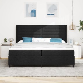 vidaXL Κρεβάτι Box Spring με Στρώμα & LED Μαύρο 200x200 εκ Ύφασμα