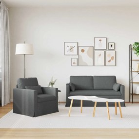 vidaXL Καναπές 2 pcs Σκούρο Γκρι