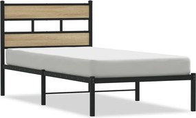 vidaXL Σκελετός Κρεβ. Χωρίς Στρώμα Sonoma Δρυς 75x190 εκ. Μεταλλικό