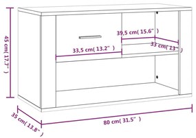 Παπουτσοθήκη Μαύρη 80x35x45 εκ. από Επεξεργασμένο Ξύλο - Μαύρο