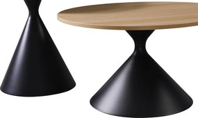 Τραπέζι σαλονιού Hemena pakoworld σετ 2τεμ σε μαύρη-φυσική απόχρωση