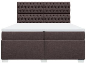 vidaXL Κρεβάτι Boxspring με Στρώμα Σκούρο Καφέ 200x200 εκ. Υφασμάτινο