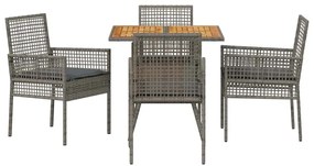 vidaXL Σέτ φαγητού για κήπο 5 pcs Γκρι συνθετικό ρατάν