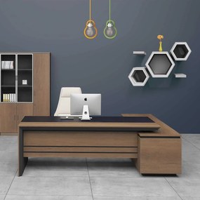 PROLINE Γραφείο Αριστερή Γωνία Απόχρωση Καρυδί Δρυς - Μαύρο   1τμχ