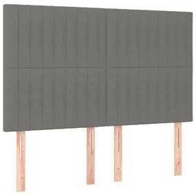 Κεφαλάρι Κρεβατιού LED Σκούρο Γκρι 144x5x118/128εκ. Υφασμάτινο 3122661
