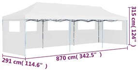 Τέντα Εκδηλώσεων με 5 Τοιχώματα Πτυσσόμενη Pop-Up Λευκή 3x9 μ. - Λευκό