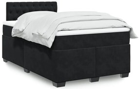 vidaXL Κρεβάτι Boxspring με Στρώμα Μαύρο 120 x 200 εκ. Βελούδινο