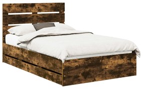 vidaXL Σκελετός Κρεβατιού Καπνιστό Δρύς 120 x 190 cm Μηχανήματος Ξύλο