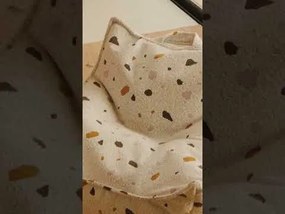 Terrazzo Πουφ Σκαμπο Υφασμα Μπουκλε / Σενιλ Διαφορα Χρωματα