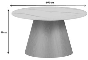 Τραπέζι σαλονιού Soleire Inart λευκό μαρμάρου sintered stone Φ70x40εκ