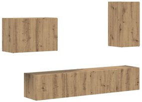 vidaXL Σετ τοίχου για τηλεόραση 4 pcs Artisan Oak Επεξεργασμένο ξύλο