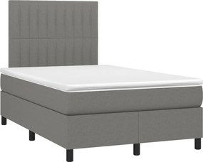 vidaXL Κρεβάτι Boxspring με Στρώμα Σκούρο Γκρι 120x200 εκ. Υφασμάτινο