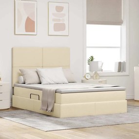 vidaXL Κρεβάτι Αποθήκης με στρώμα Κρέμ 140 x 200 cm Τεχνητό Δέρμα
