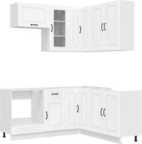 vidaXL Μονάδα κουζίνας KALMAR 8 pcs Λευκό Επεξεργασμένο Ξύλο
