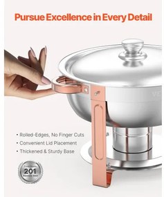 VEVOR 5 Qt 4 Pack Round Chafing Dish Buffet Set Full-Size Pan Stainless Steel