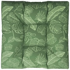 Μαξιλάρι Παλέτας με Σχέδιο Φύλλων 80 x 80 x 12 εκ. Υφασμάτινο - Πράσινο