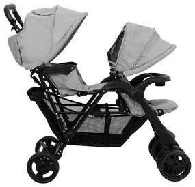 vidaXL Καρότσι Διδύμων Ανοιχτό Γκρι Ατσάλινο