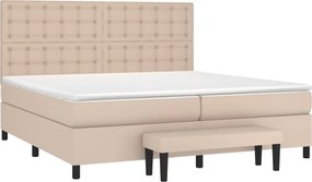 vidaXL Κρεβάτι Boxspring με Στρώμα Καπουτσίνο 200x200εκ.από Συνθ.Δέρμα