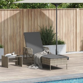 vidaXL Ξαπλώστρα Ανοιχτό γκρι PE Ρατάν 157 x 55 x 92 εκ. Αναδιπλούμενη